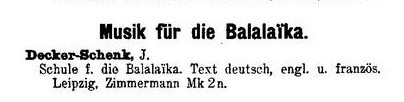 Decker-Schenk - Schule für Balalaika 1901
