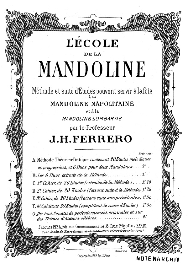 J Humbert Ferrero Mandolinenschule L Ecole De La Mandoline